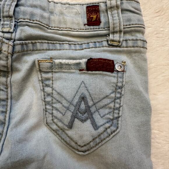 7FAMK Ankle Skinny Jeans sz 5 adjustable waist tabs light wash jeans - Picture 2 of 10